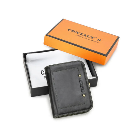 Damen Echtleder Geldbörse Vintage Metallrahmen RFID 6 Kartenfächer Münzfach Reise
