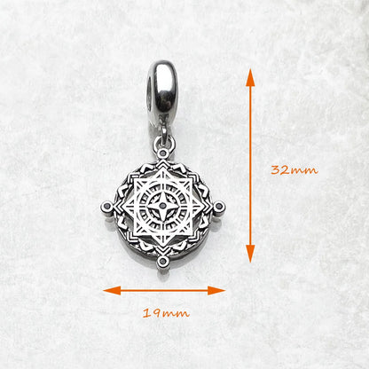 Damen-Charm-Anhänger Kompass Vintage Disc aus Sterlingsilber