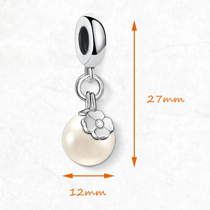 Damen-Charm-Anhänger Perle Kleeblatt Glück aus Sterlingsilber