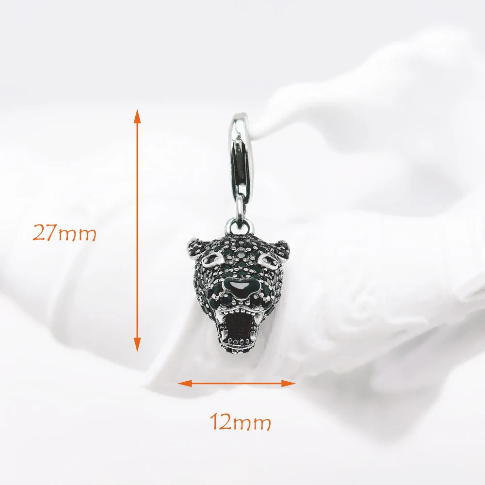 Damen-Charm-Anhänger schwarze Katze mystisch Punk aus Sterlingsilber