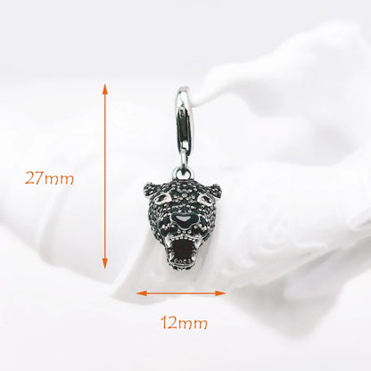 Damen-Charm-Anhänger schwarze Katze mystisch Punk aus Sterlingsilber
