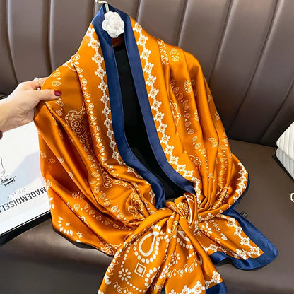 Damen Seidenschal groß Sommer Strand Hijab Turban Foulard Bandana Sonnenschutz