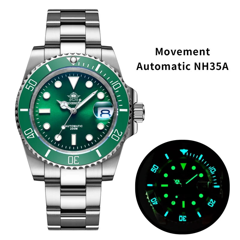 Herren-Taucheruhr mit Keramikluenette und NH35-Automatikwerk