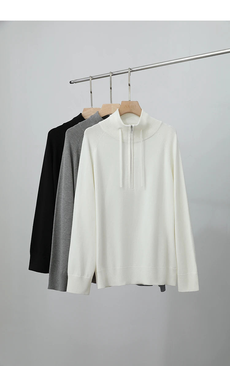 Damen-Rollkragenpullover locker Raglan Wolle-Mix Herbst-Winter