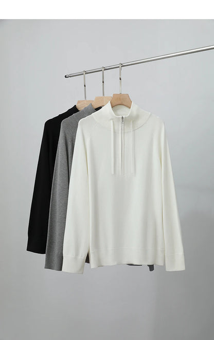 Damen-Rollkragenpullover locker Raglan Wolle-Mix Herbst-Winter