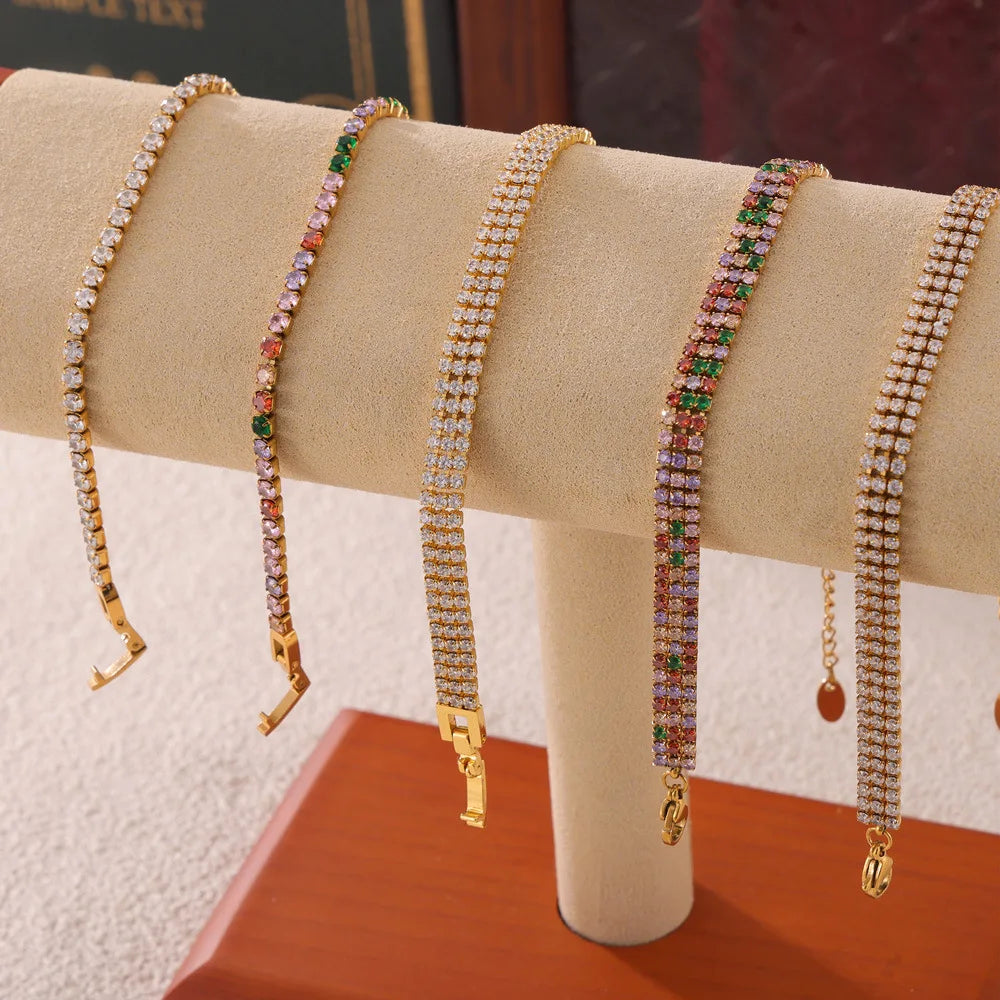 Damen-Kettenarmband mit Zirkonia und Regenbogenkristall