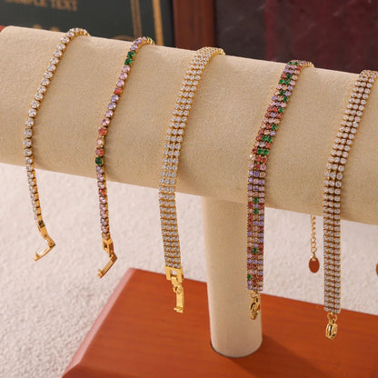 Damen-Kettenarmband mit Zirkonia und Regenbogenkristall