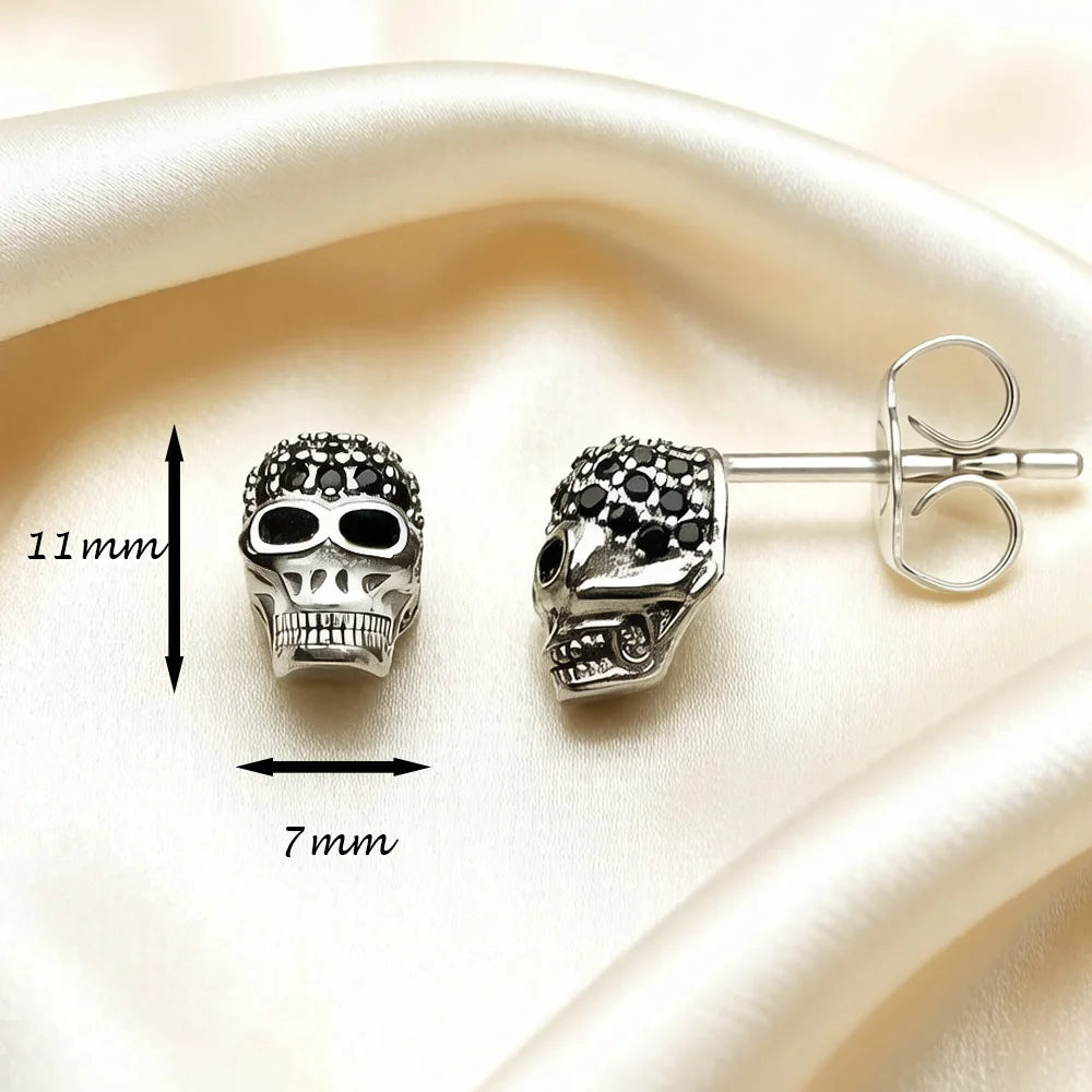 Damen-Ohrstecker Totenkopf Punk Europa aus Sterlingsilber