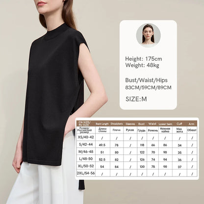Schwarzer Kurzarm-Pullover aus Strick mit Mock-Neck, locker geschnitten