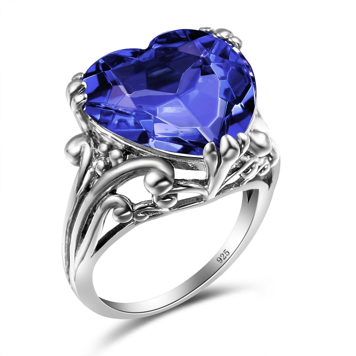 Damen-Ring aus 925-Silber mit Herzform und Mystic-Topas Regenbogenfarben für Alltag und festliche Anlässe
