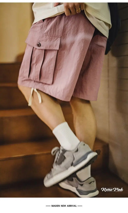 Herren Cargo-Shorts aus schnelltrocknendem Material mit elastischer Taille für den Sommer