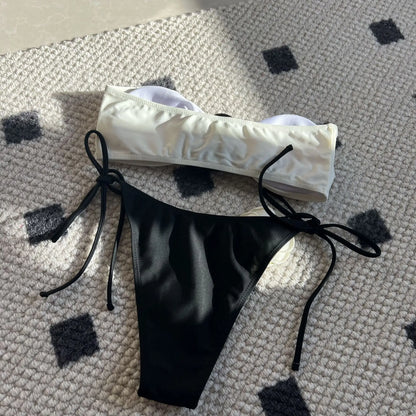 Gestreifter Damen-Bikini im brasilianischen Stil – ideal für Strand und Pool