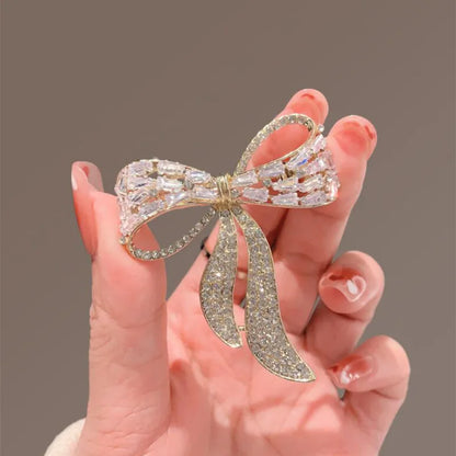 Brosche Schleife Kristall Perle Glänzend Boutique Geschenk Damen