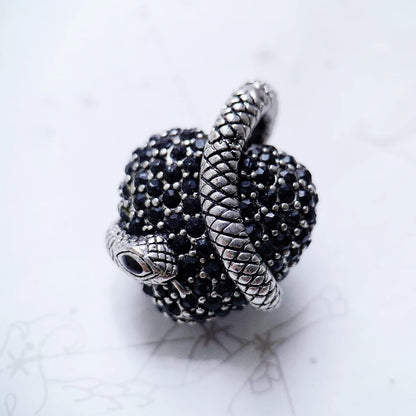 Damen-Charm-Anhänger Schlüssel Schlange Herz II aus Sterlingsilber