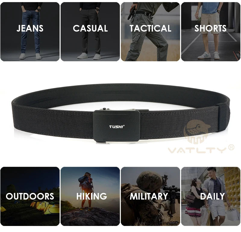 Herren-Gürtel aus Nylon mit Metall-Automatik-Schnalle für Outdoor IPSC Alltag und Freizeit