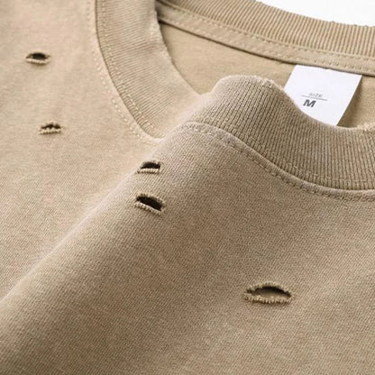 Herren Übergroßes T-Shirt mit Zerrissenen Löchern für Lässige Streetwear im Sommer