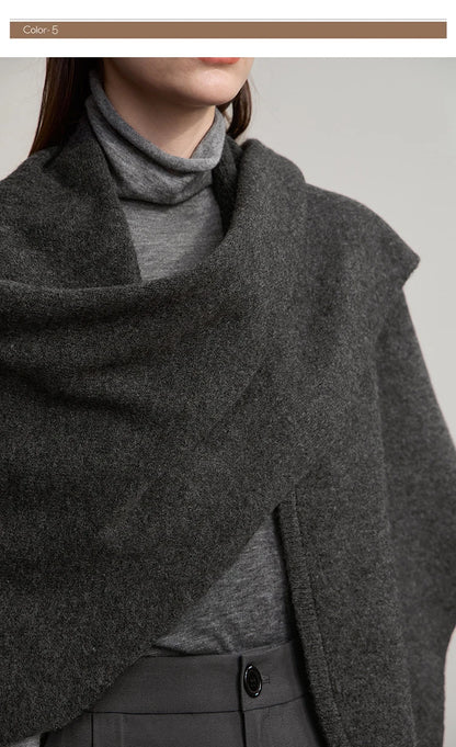 Damen V-Ausschnitt Strickkleid A-Linie ärmellos Herbst-Winter