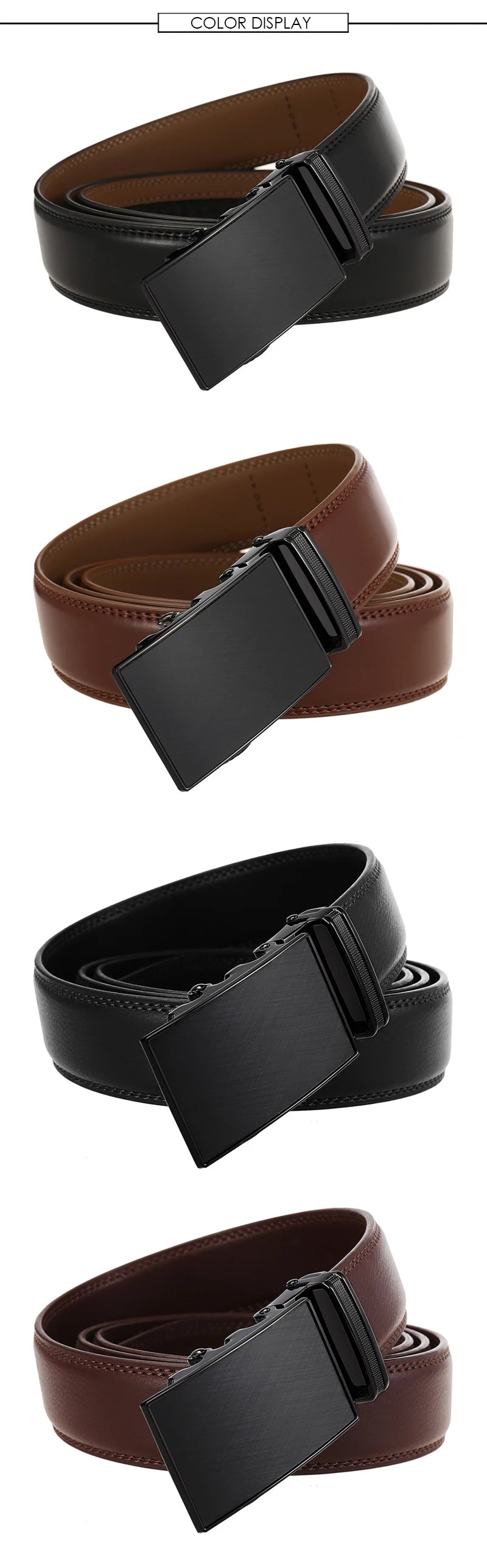 VATLY Echter Ledergürtel Herren 30mm Dünn Lochlos Natur-Rindsleder