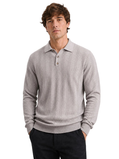 Herren Strickpoloshirt Aus Kunstkaschmir Komfort Elegant