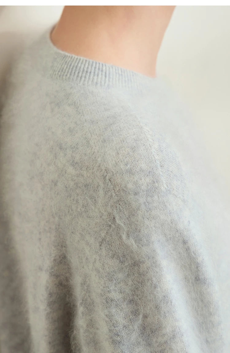 Damenpullover mit Rundhalsausschnitt, lockerer Passform, feiner Strickoberfläche