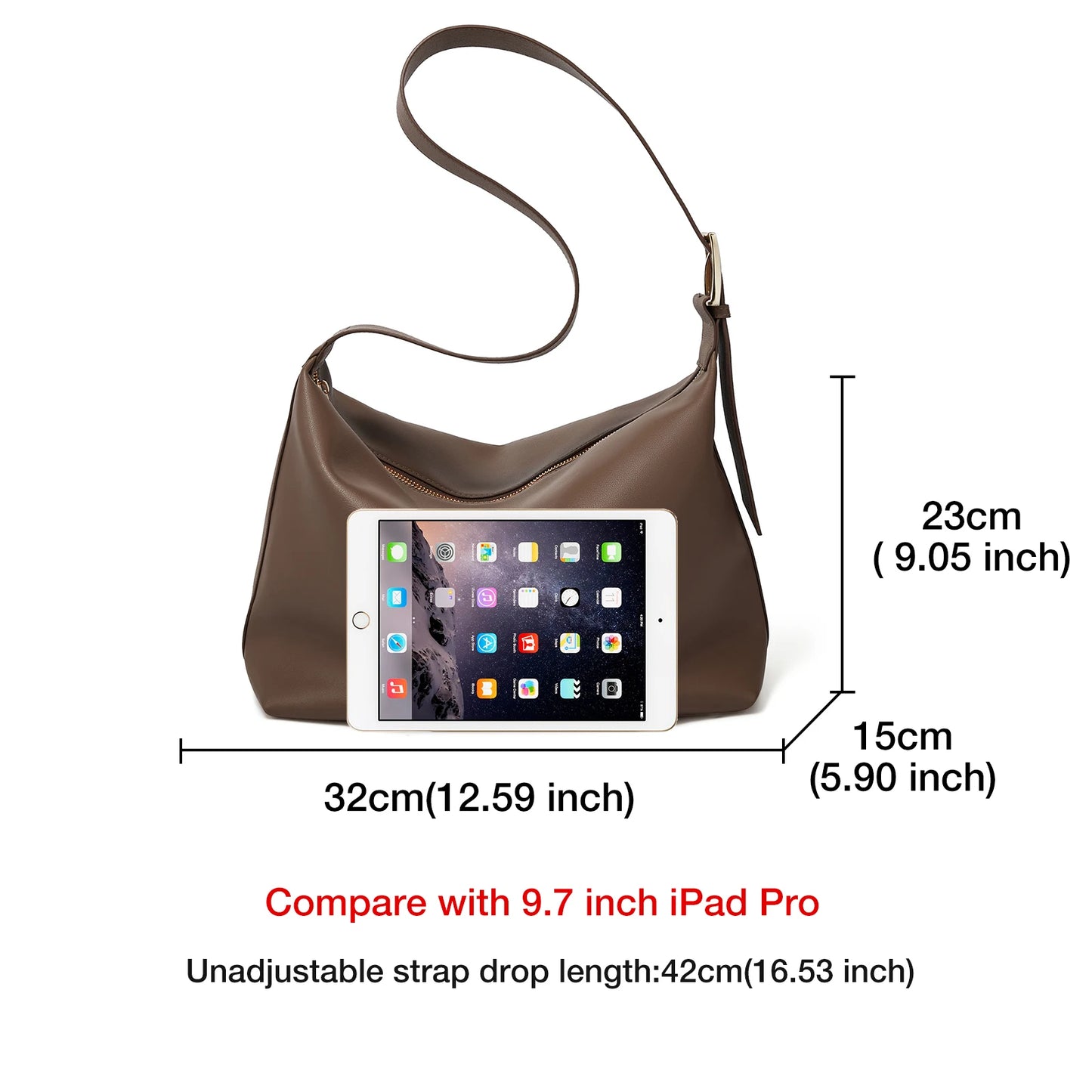 Damen Tote Tasche aus Split-Leder mit großem Fassungsvermögen Crossbody