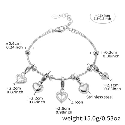 Damen-Charm-Armband mit Herz-Zirkonia