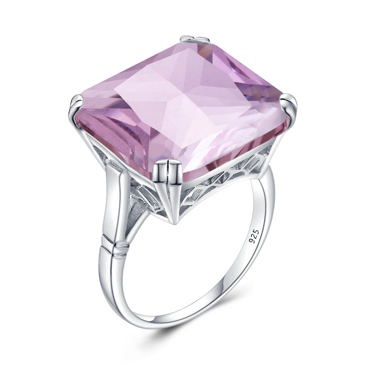 Damen-Ring aus Silber 925 mit Großem Quadratischem Citrin-Stein im Signet-Stil für Hochzeit und Festliche Anlässe