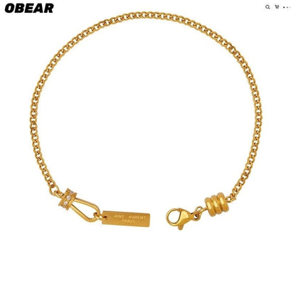 Damen-Gliederarmband mit Zirkonia-Fassung aus Edelstahl