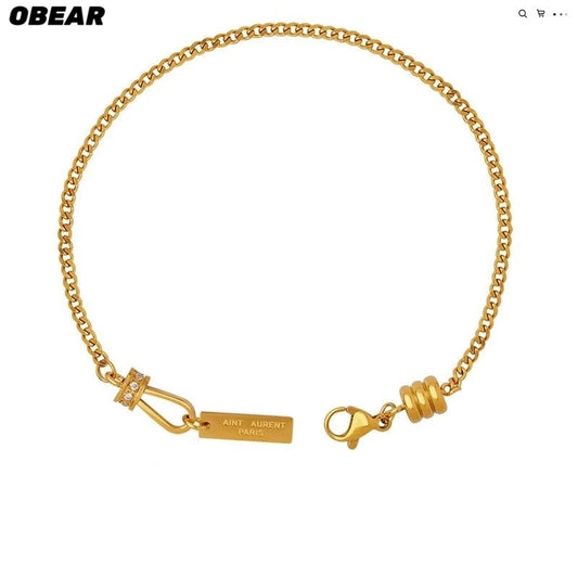 Damen-Gliederarmband mit Zirkonia-Fassung aus Edelstahl