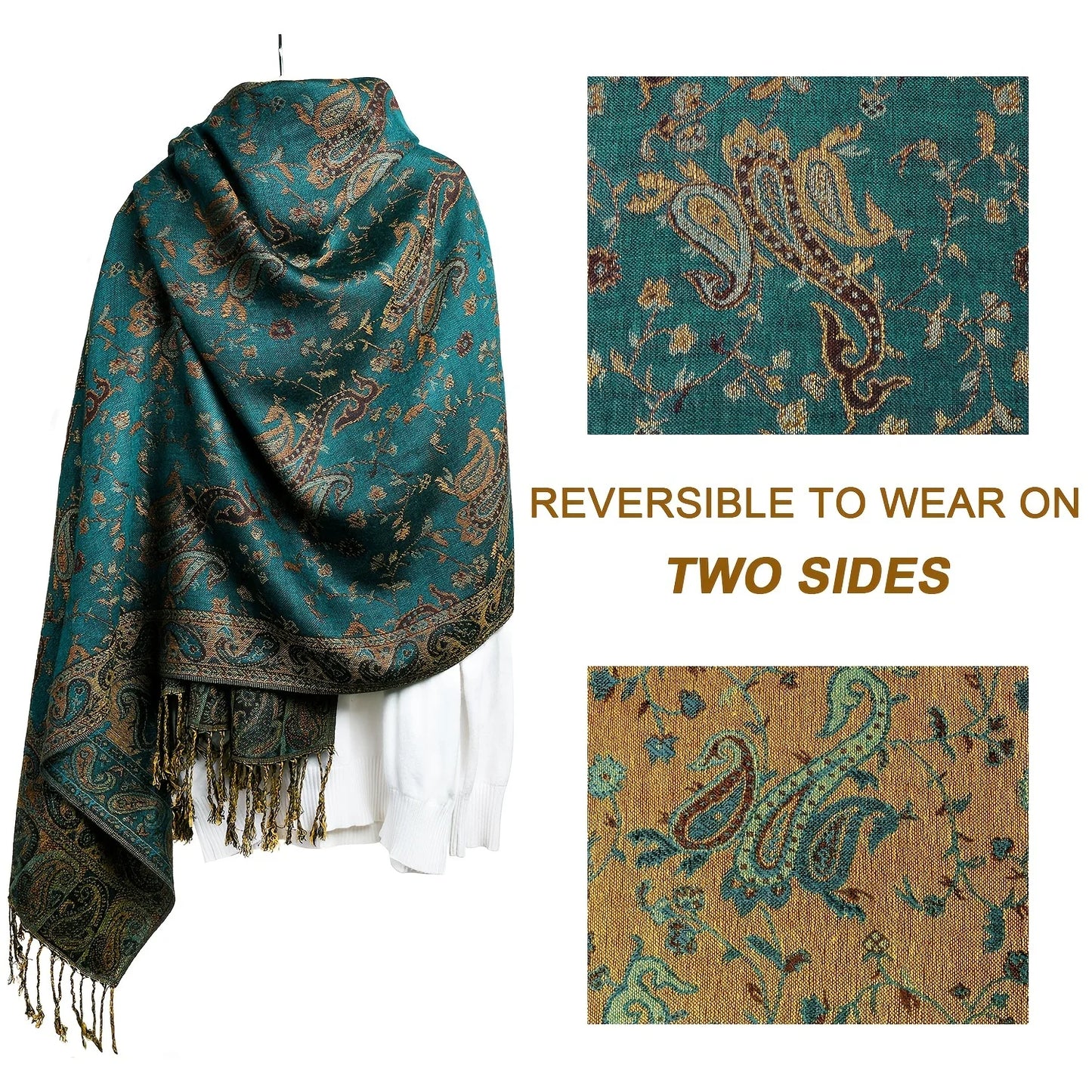 Damen Winterschal Kaschmir Pashmina Luxus Druck warm Stolen Foulard Baumwolle