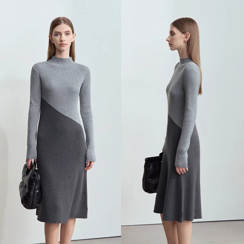 Elegantes Langarm Strickkleid Für Damen Warm Kälteschutz