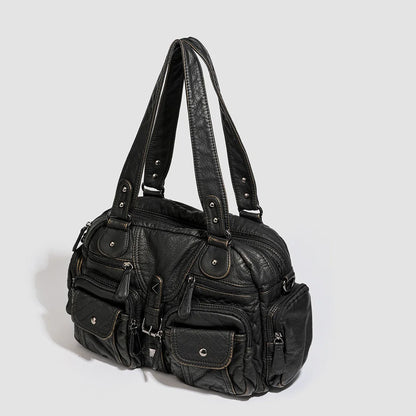 Damen-Handtasche Mit Oberem Henkel Und Schulterriemen Aus Bronze Kunstleder Für Alltag Und Freizeit