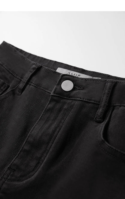 Damen Denim Shorts im minimalistischen Casual-Stil mit Zipper und Loch-Dekoration