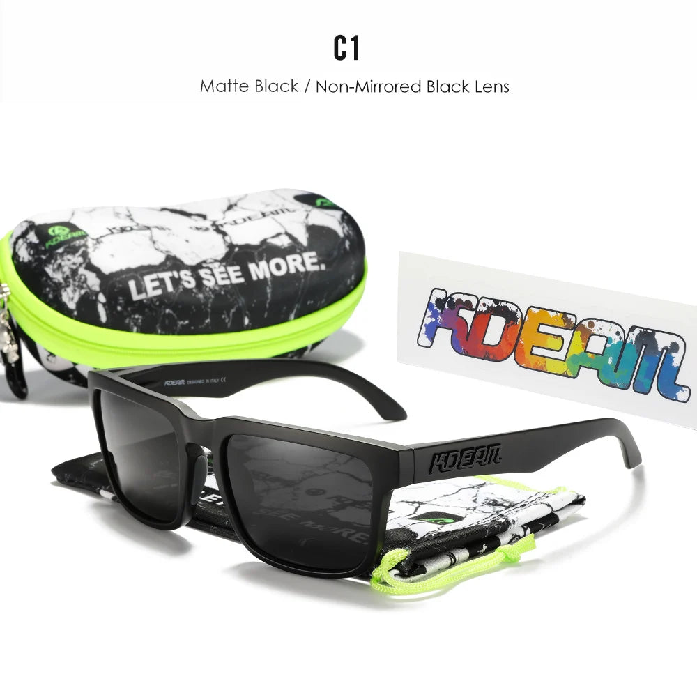 Sonnenbrille quadratisch polarisiert Reißverschlussetui 30 Farben Unisex