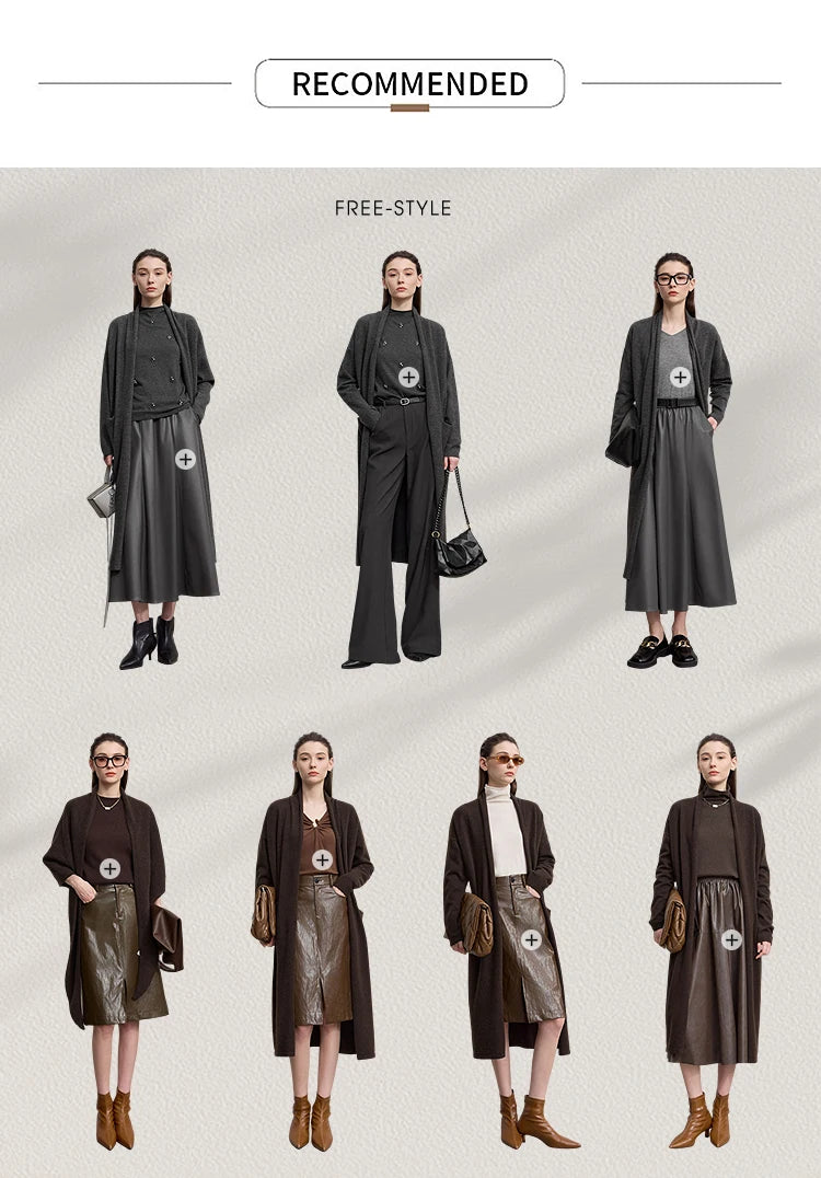 Damen V-Ausschnitt Strickkleid A-Linie ärmellos Herbst-Winter