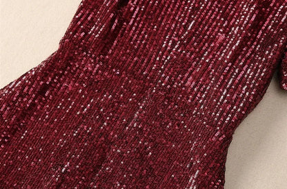 Elegantes Damenkleid mit U-Boot-Ausschnitt und Halbarm – Patchwork-Design mit Perlen für einen stilvollen Auftritt