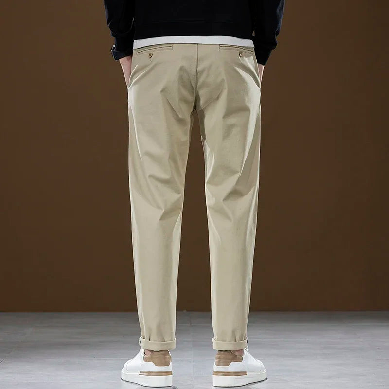 Herren Hose aus Baumwolle im Casual-Stil mit gerader Passform und Taschen
