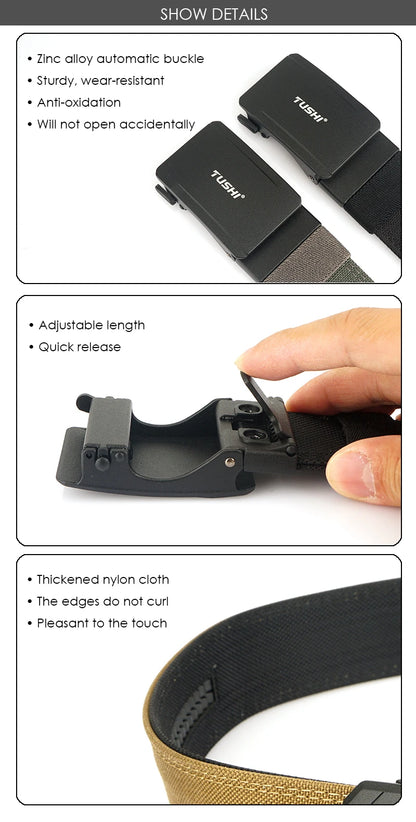Herren-Gürtel aus Nylon mit Metall-Automatik-Schnalle für Outdoor IPSC Alltag und Freizeit