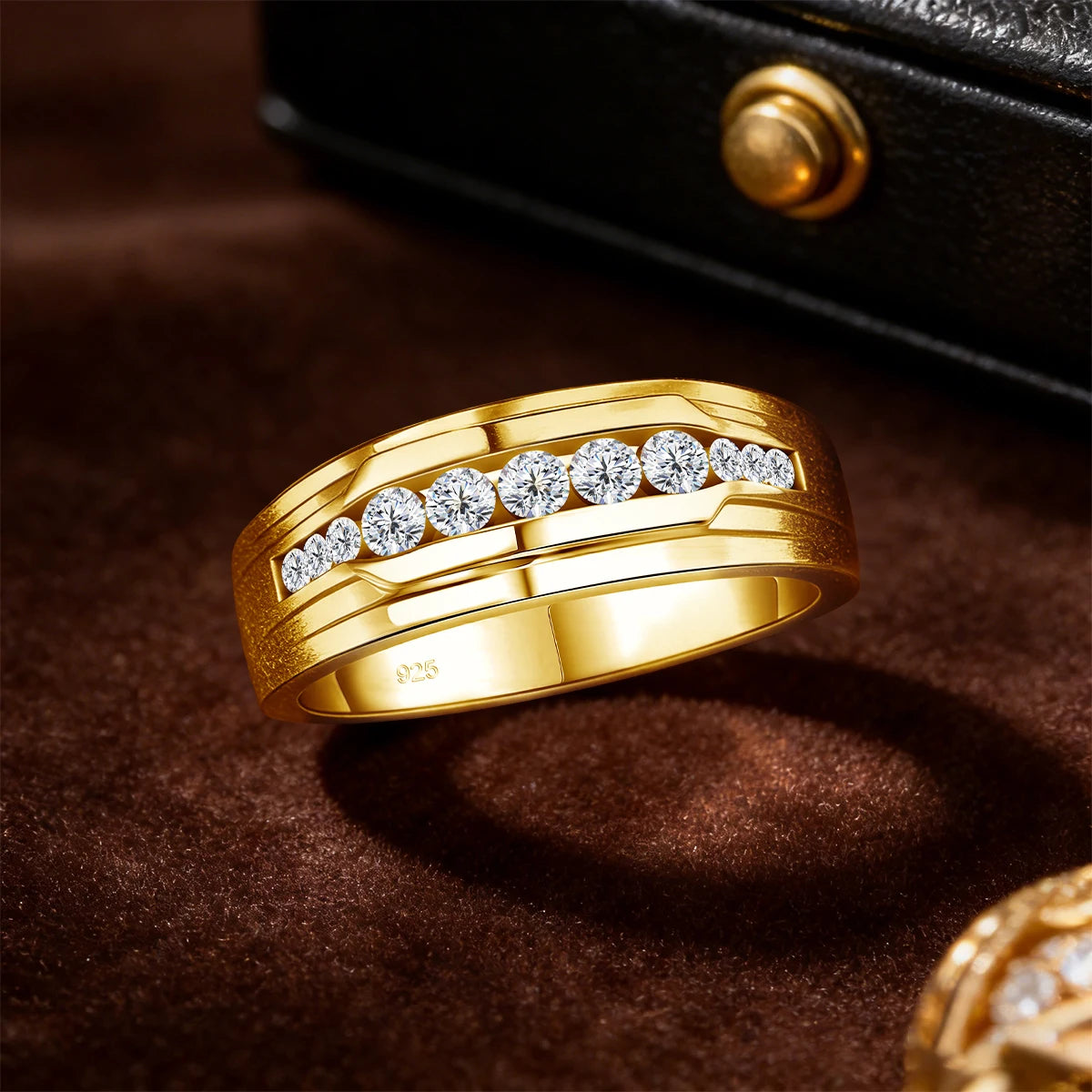 Unisex-Ring aus 925 Silber Moissanit-Verlobungsring Weißglanz für Damen und Herren