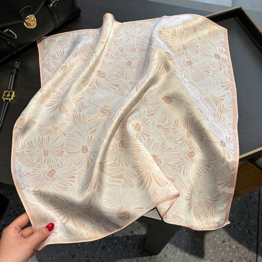 Damen Seidenschal 53cm quadratisch Blumenprint Luxus Hijab Bandana C