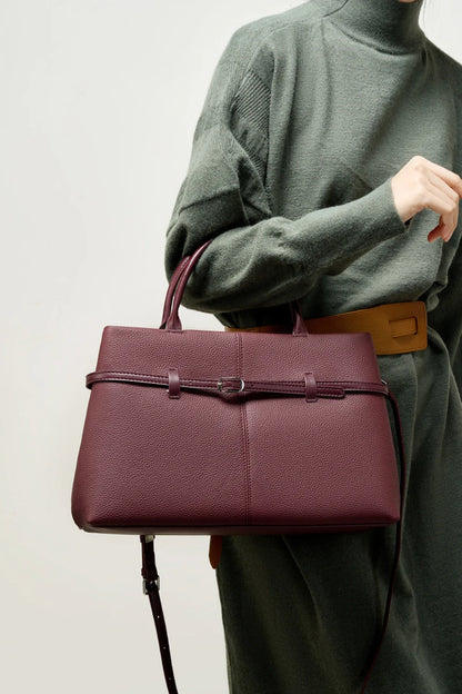 Leder-Top-Handle Tote | Vollnarbenleder Silberbeschläge