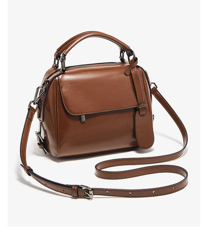 Damen Handtasche aus Spaltleder im Retro-Luxus-Design als Umhängetasche