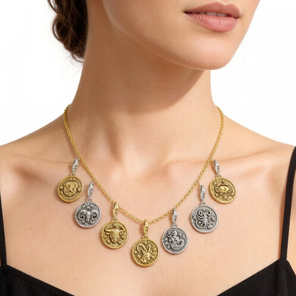 Damen-Charm-Anhänger Sternzeichen Horoskop Vintage II aus Sterlingsilber