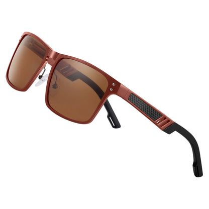 Sonnenbrille Al-Mg quadratisch Vintage polarisiert UV400 Business Herren