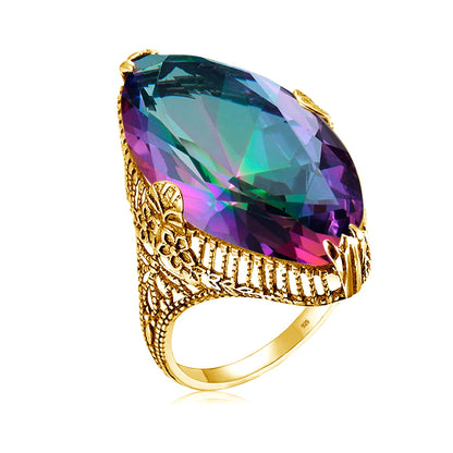 Damen-Ring aus Silber 925 mit Olivgrünem Peridotstein in Filigraner Silberfassung Luxus Schmuckstück
