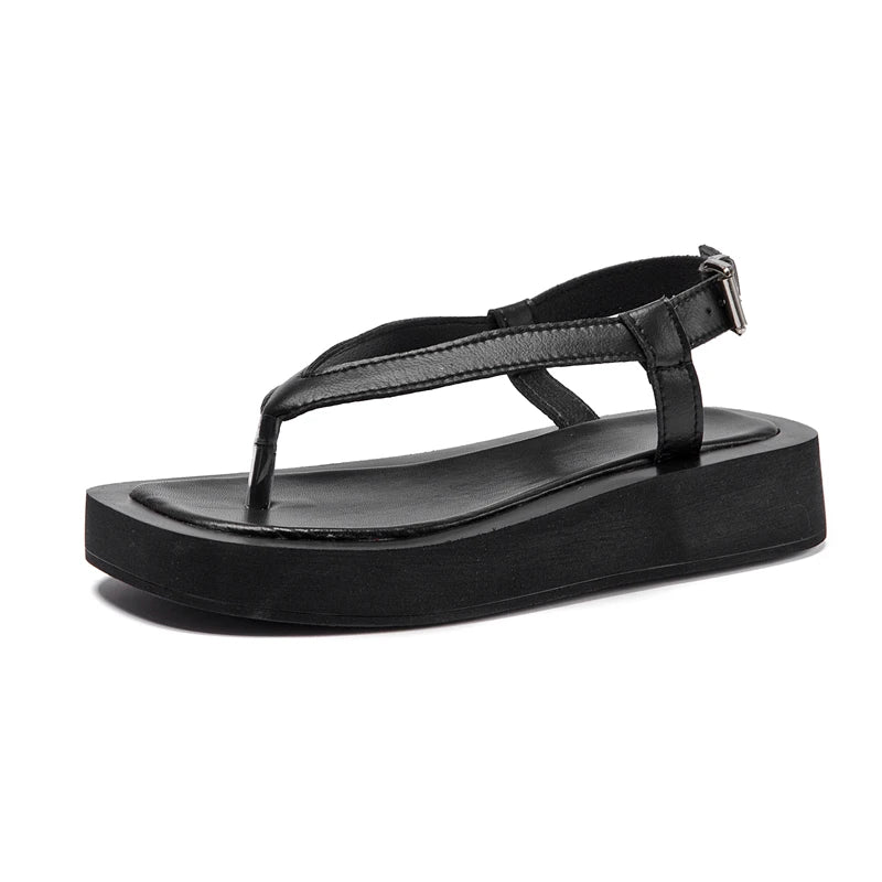 AIYUQI Flip-toe Sandalen Frauen Echtes Leder 2025, Sommer Neue Flache Römische Sandalen Frauen Große größe 41 42 43 strand sandalen frauen