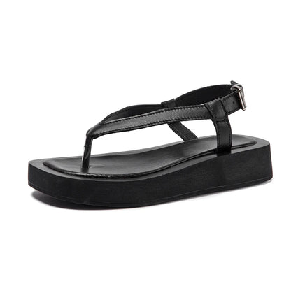 AIYUQI Flip-toe Sandalen Frauen Echtes Leder 2025, Sommer Neue Flache Römische Sandalen Frauen Große größe 41 42 43 strand sandalen frauen