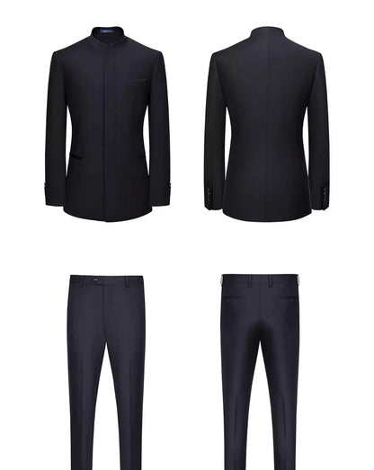 Hochwertiger Herrenanzug aus Wolle und Seide in Tiefblau – Slim Fit für formelle Anlässe und Hochzeiten