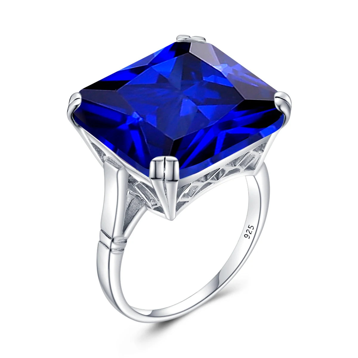 Damen-Ring aus Silber 925 mit Großem Quadratischem Citrin-Stein im Signet-Stil für Hochzeit und Festliche Anlässe