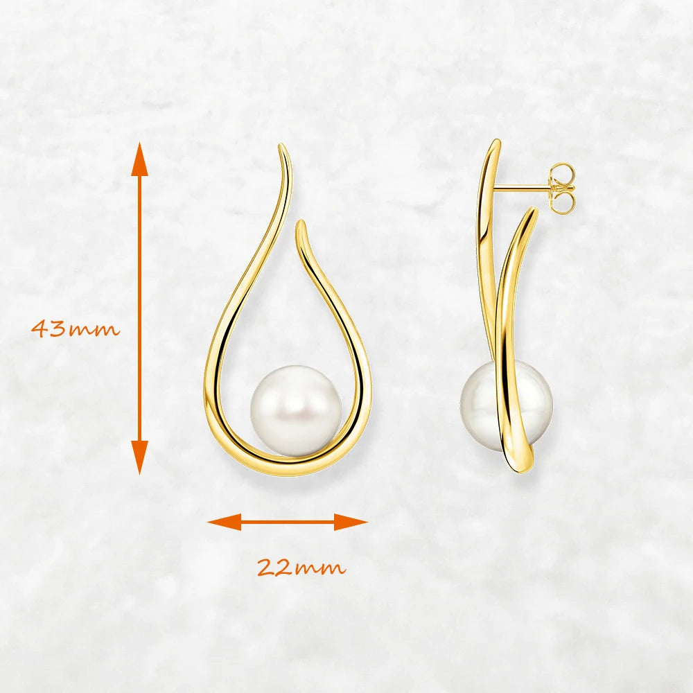 Damen-Ohrtropfen Perle Wassertropfen vergoldet Vintage aus Sterlingsilber